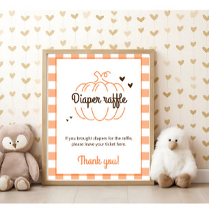 Poster Pancarte de tirage au sort de couches pour Baby Sh
