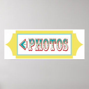 Poster Pancarte fléchée Photomaton Carnaval Cirque Annive