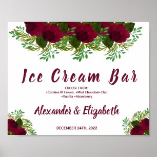 Poster Pancarte Fleur Rouge Mariage Shower de Mariée Bar