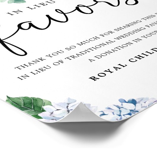 Poster Pancarte Fleurie Hydrangea Bleu En Remplacement De (Coin)