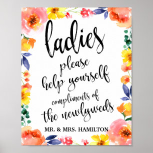 Poster Pancarte florale 8x10 pour corbeille de mariage de
