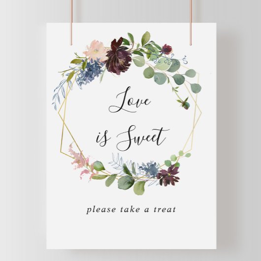 Poster Pancarte géométrique amour est doux couleur or Bou