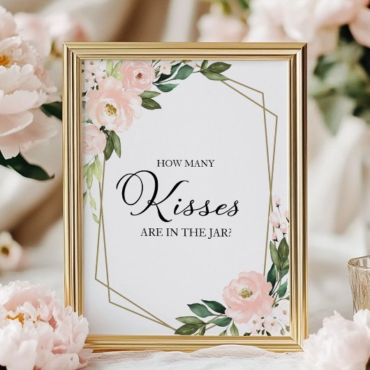 Poster Pancarte géométrique florale à baiser de teinte ro