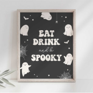 Poster Pancarte Halloween Manger Boire Être Effrayant Fan