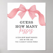 Poster Pancarte Mariage avec Ruban Rose 'Devinez combien (Devant)