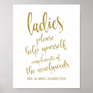 Poster Pancarte Mariage Panier Salle de Bain Dames Paille