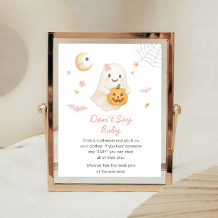 Poster Pancarte Ne dis pas Bébé Little Boo Halloween Rose