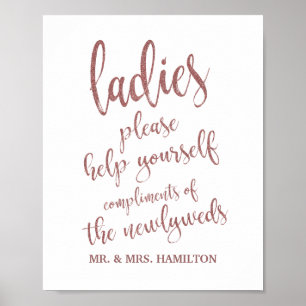 Poster Pancarte Panier Salle de Bain Dames Rose Gold Pail
