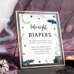 Poster Pancarte pour couches de nuit tardive pour Baby Sh
