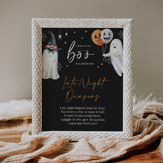 Poster Pancarte pour couches Late Night Watercolor Noir