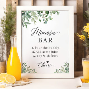 Poster Pancarte pour un bar à Mimosa lors d'une fête prén