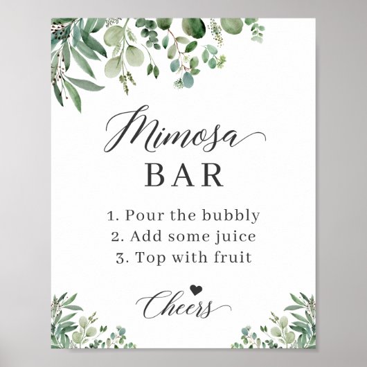 Poster Pancarte pour un bar à Mimosa pour une Baby Shower (Devant)