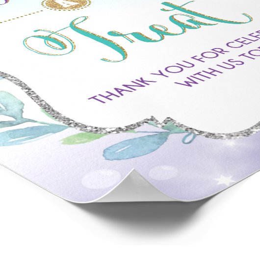 Poster Pancarte 'Prenez une friandise' Sirène Fête d'anni (Coin)