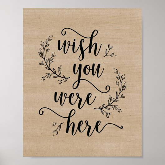 Poster Pancarte Rustic Vines Mariage Souhait que vous soy (Devant)