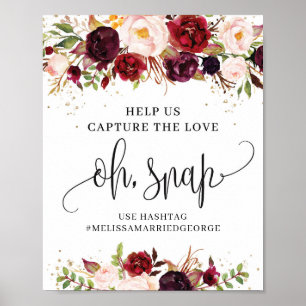 Poster Pancarte rustique marsala florale moderne capturan