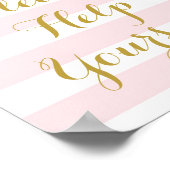 Poster Pancarte 'Servez-Vous' Rayures Roses Or (Coin)