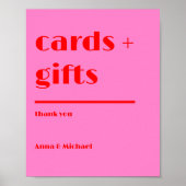 Poster Pancartes de mariage rose rouge typographie en gra (Devant)