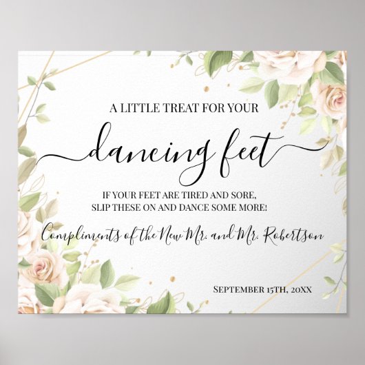 Poster Pancartes de réception de mariage Sandales à pieds (Devant)