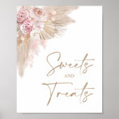 Poster Pancartes de Sweets and Treats Boho Floral Pampas (Devant)
