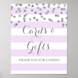 Poster Pancartes et cadeaux rayure violette Confettis arg