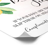 Poster Pancartes Pieds Danse Tongs Mariage Citrons Rose (Coin)