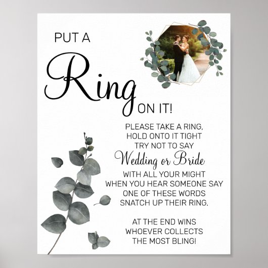Poster Pancéa de mariage Eucalyptus Mettre une bague jeu (Devant)