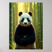 Poster Panda adorable dans une forêt de Bambou (Devant)