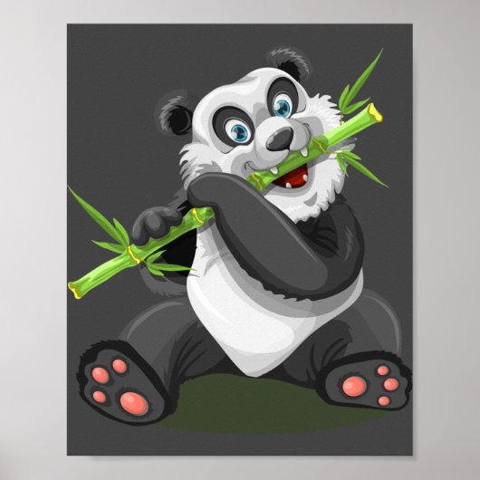 Poster panda animal bambou mangeur sauvage (Devant)