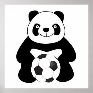Poster Panda avec un ballon de football