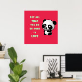 Poster Panda avec une citation d'amour inspirationnelle (Bureau à domicile)