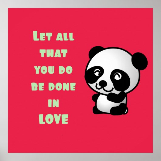 Poster Panda avec une citation d'amour inspirationnelle (Devant)