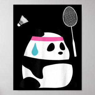 Poster Panda Badminton Exhaussé - Funny mignonne Shuttle