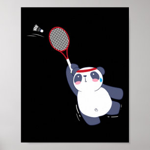 Poster Panda Bear Joueur Badminton Singles Doubles Ace An