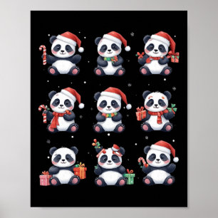 Poster Panda Bear Noël Père Noël Chapeau drôle Amoureux d