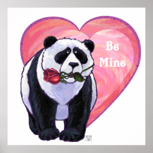 Poster Panda Bear Saint Valentin