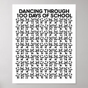 Poster Panda Bears Dansant Pendant 100 Jours D'Enfant Sco