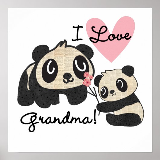 Poster Panda Bears I Love Grandma (Devant)