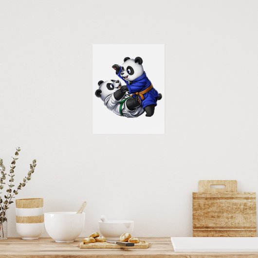 Poster Panda Bears Jiu-Jitsu (Cuisine)