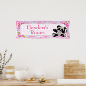 Poster Panda bébé rose personnalisable Nom de chambre Pos (Cuisine)