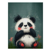 Poster Panda Blushing mignon - Peinture numérique (Devant)