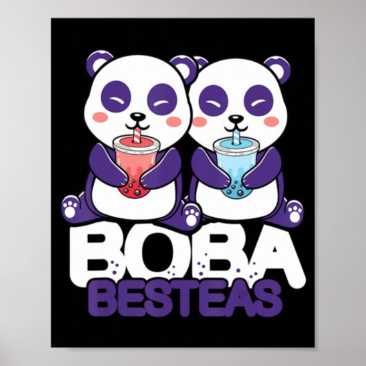 Poster Panda Boba Bubble Tea Anime Kawaii Neko Girls (Devant)