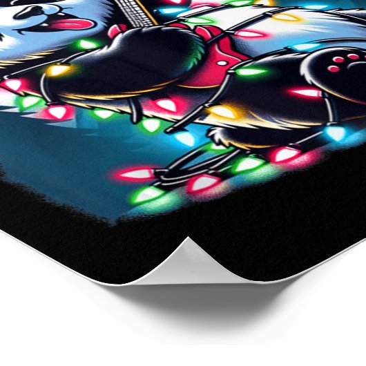 Poster Panda Christmas Tree Lumières Drôle Noël Panda Lov (Coin)