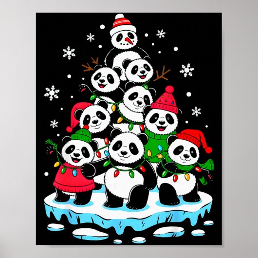 Poster Panda Christmas Tree Panda Lover Xmas Squad Men Wo (Devant)