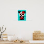 Poster Panda crâne de sucre rouge Jouer de la guitare (Cuisine)