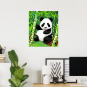 Poster Panda Cute Dans La Forêt De Bambou (Bureau à domicile)