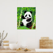 Poster Panda Cute Dans La Forêt De Bambou (Cuisine)