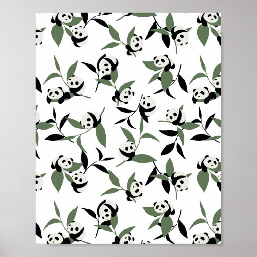 Poster Panda Cute Jouer Jardin de Bambou Blanc Ver (Devant)