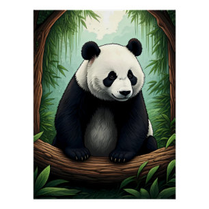 Poster Panda dans une végétation luxuriante