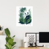 Poster Panda d'aquarelle enchanteresse dans une forêt de  (Bureau à domicile)