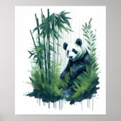 Poster Panda d'aquarelle enchanteresse dans une forêt de  (Devant)